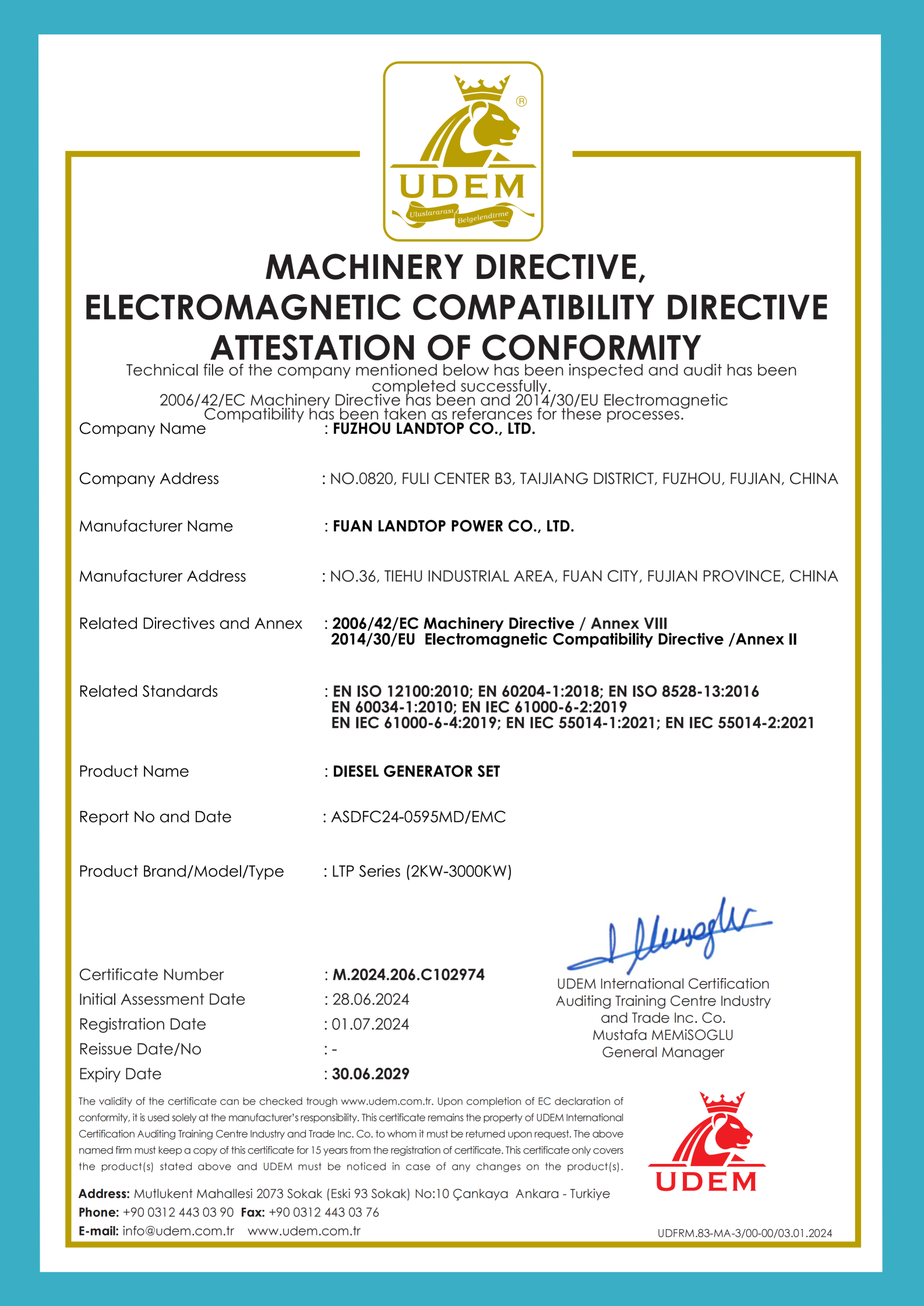 CE For Diesel Generator Set